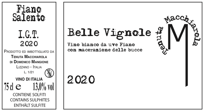 Tenuta Macchiarola - Belle Vignole Fiano IGT Salento 2022